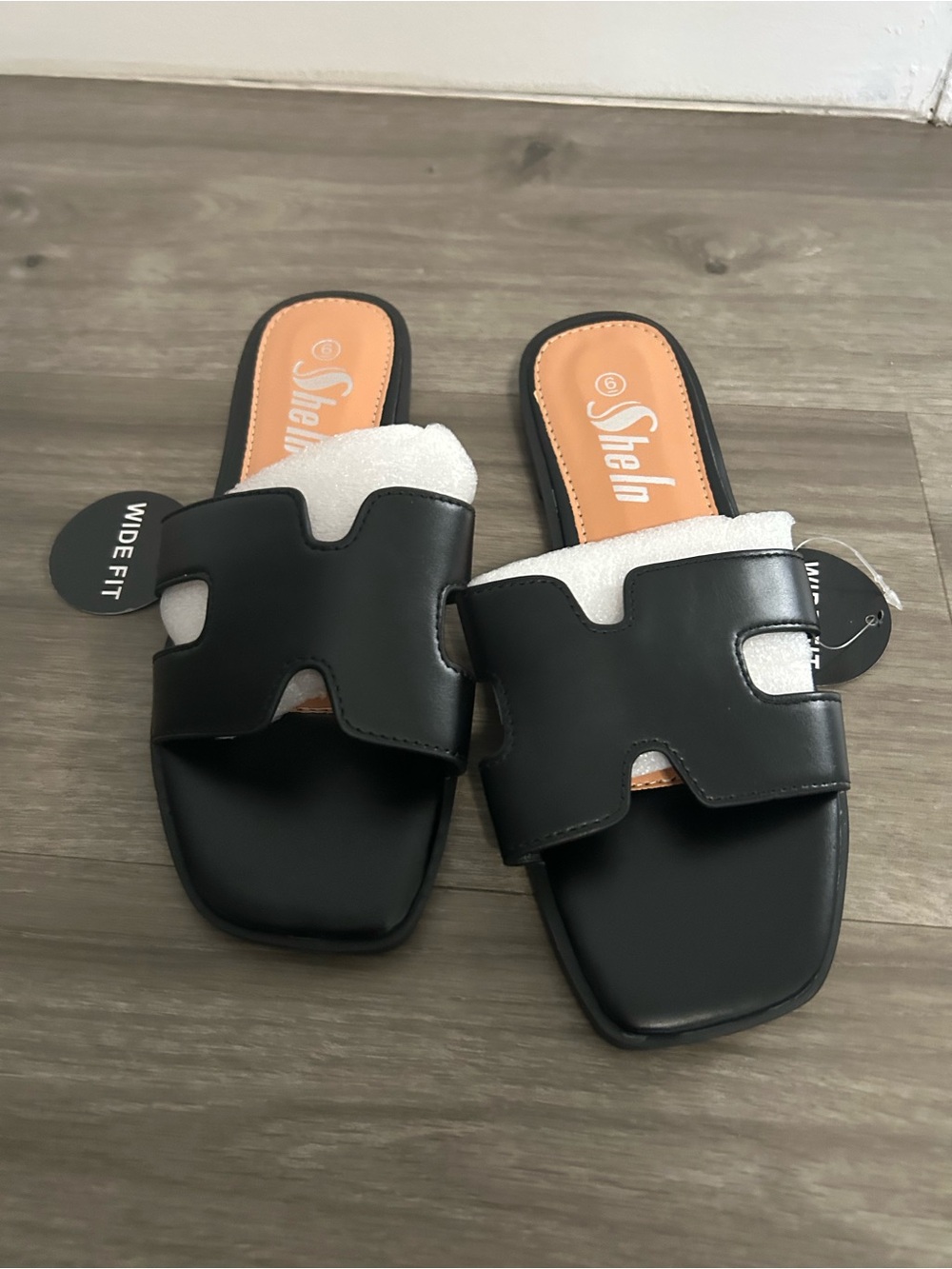 SHEIN Black Wide-Fit Slide Mules